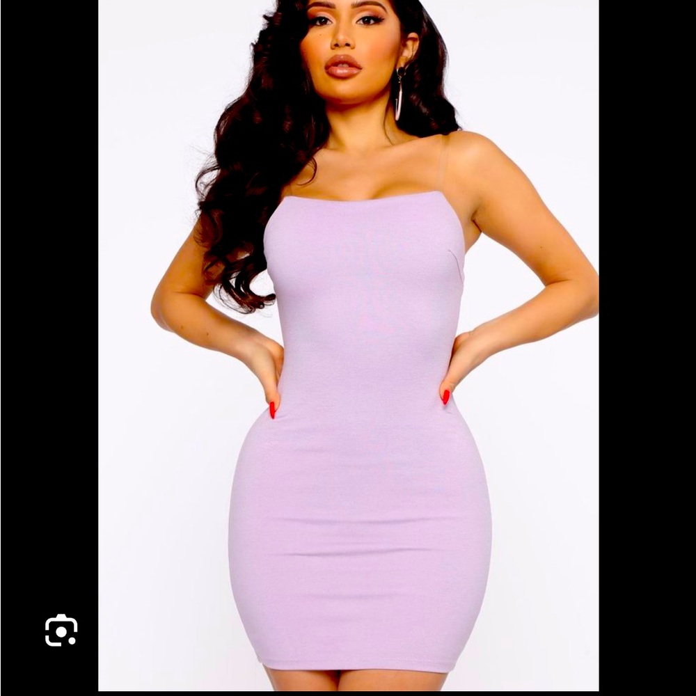 Illusion, clear strap, mini dress NWT fashion nova size large purple